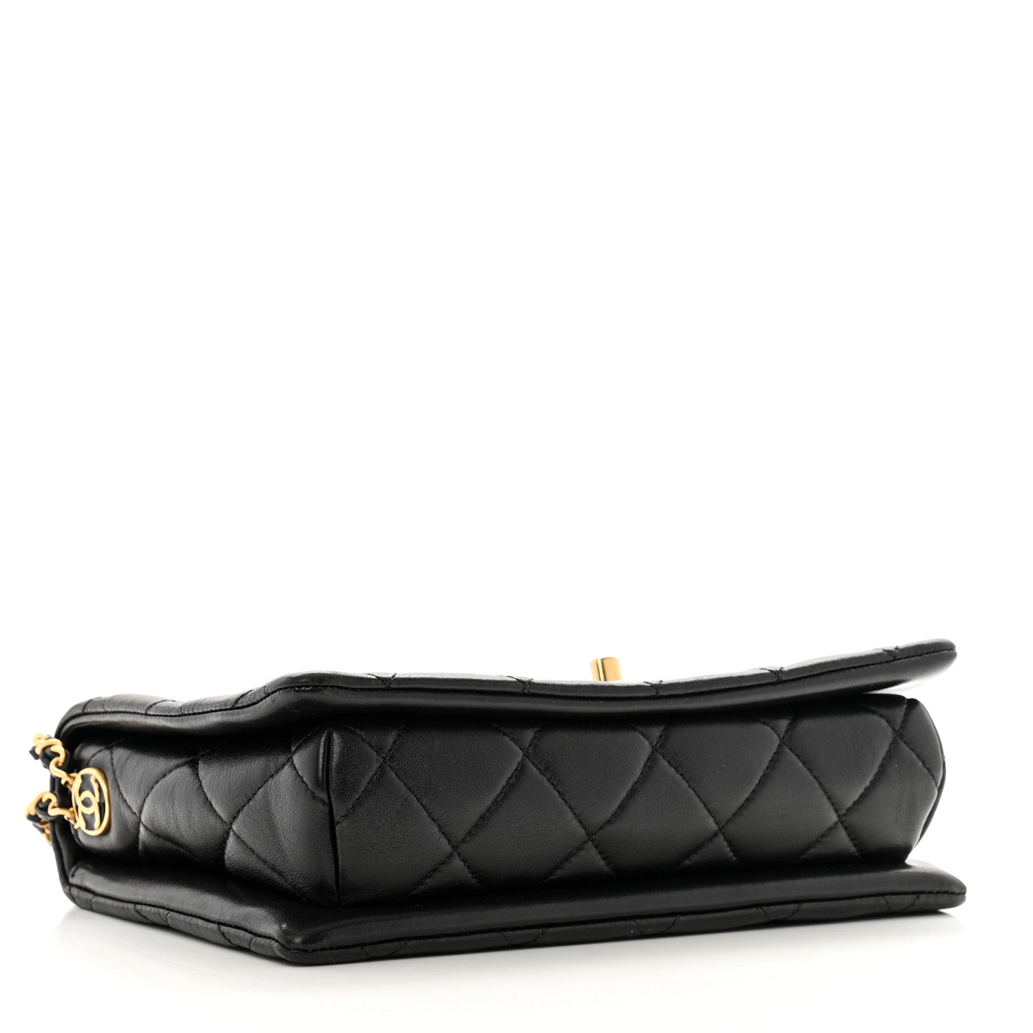 Chanel Lambskin Quilted Enamel CC Chain Flap Black 4 of 12