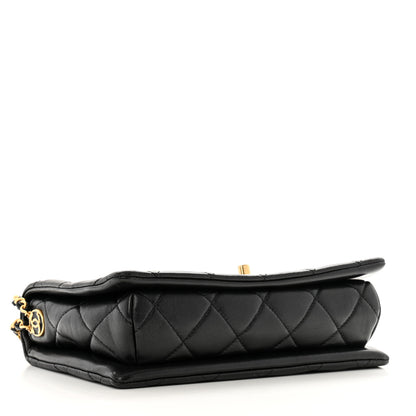 Chanel Lambskin Quilted Enamel CC Chain Flap Black 4 of 12