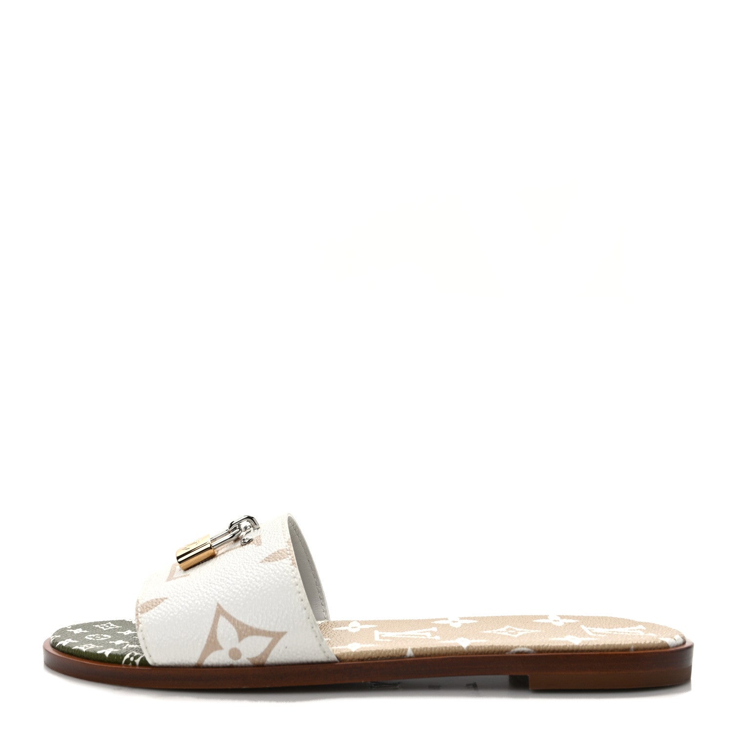 Louis Vuitton Monogram Giant Lock It Flat Mules 38 Kaki White 1 of 8