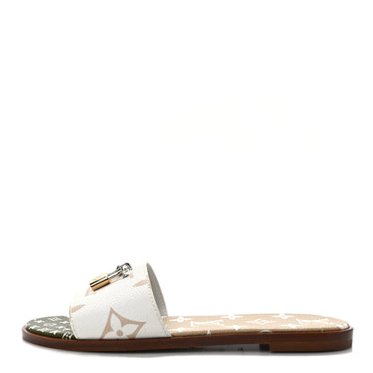Louis Vuitton Monogram Giant Lock It Flat Mules 38 Kaki White 1 of 8