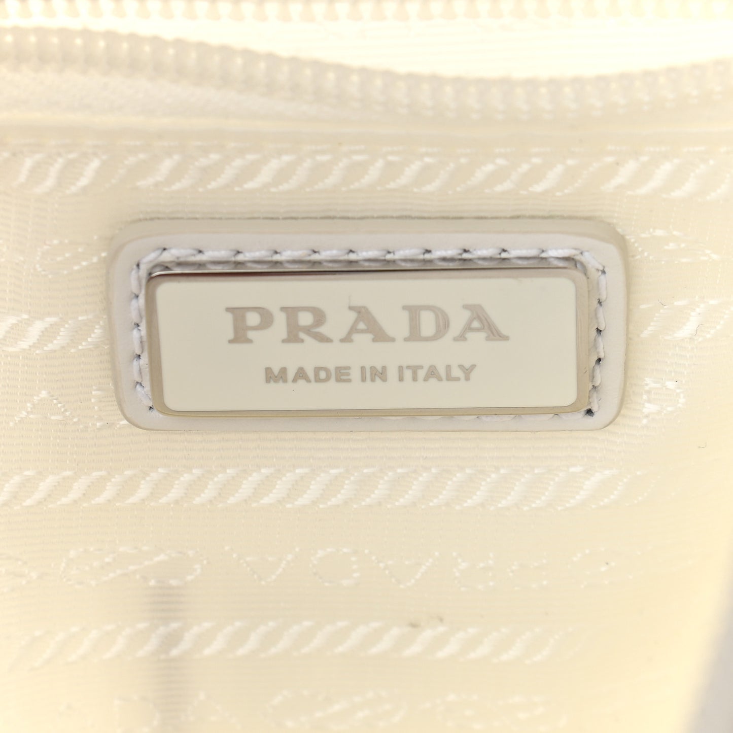 Re-Nylon Vitello Metal Triangle Logo Sling Backpack White