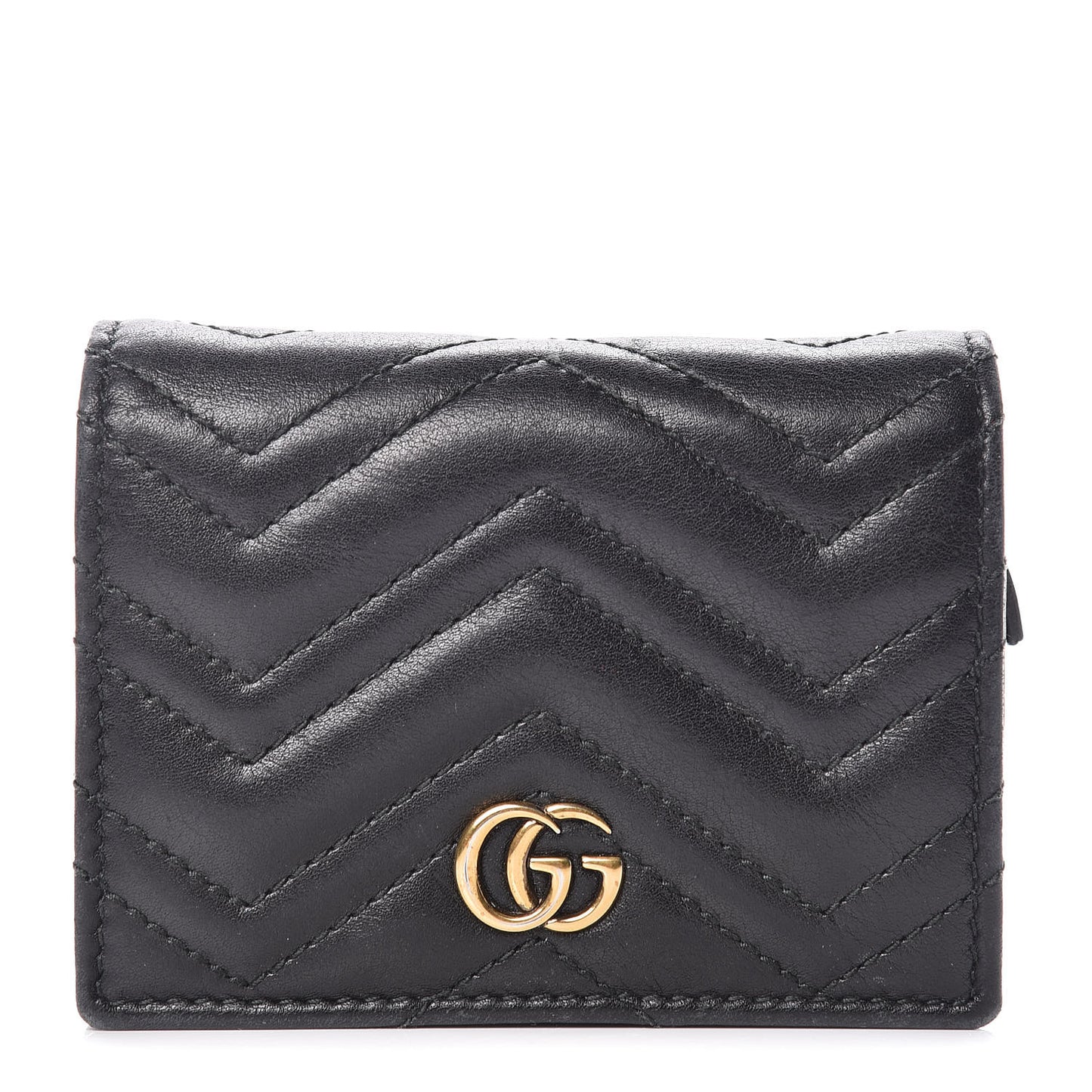 Calfskin Matelasse GG Marmont Card Case Wallet Black