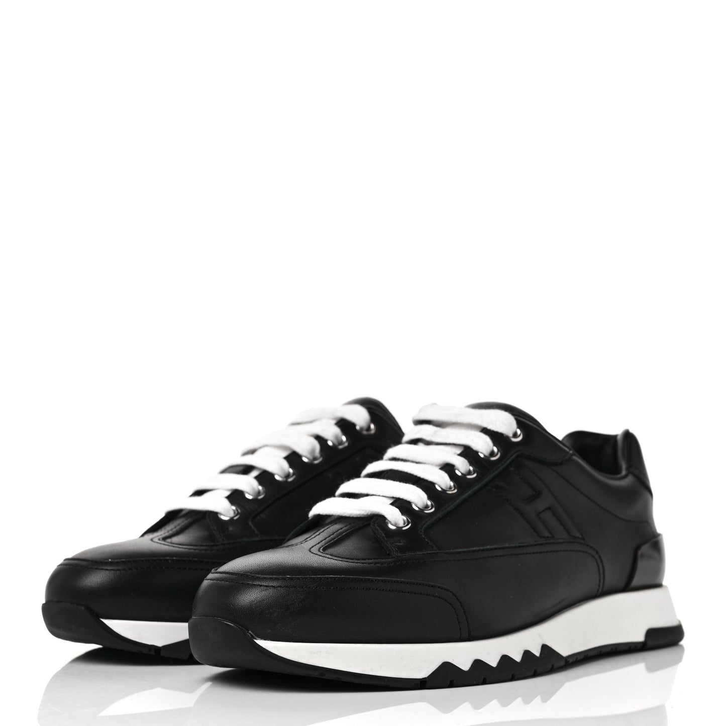 Calfskin Womens Trail Sneakers 39.5 Black