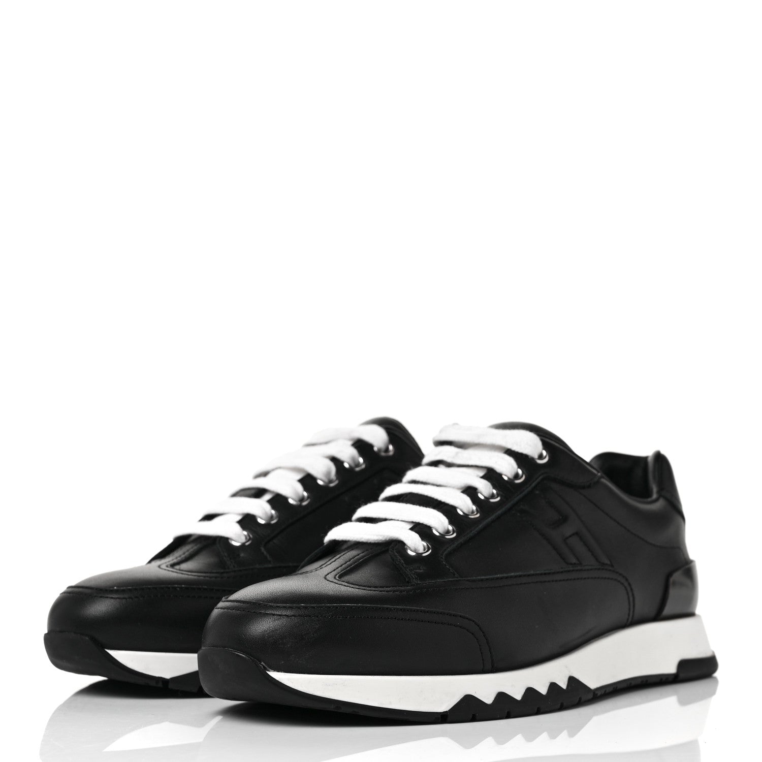 Hermes Calfskin Womens Trail Sneakers 39.5 Black 3 of 8
