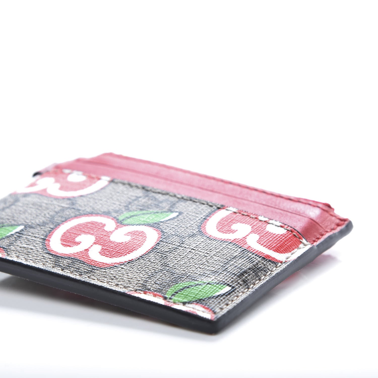 Gucci GG Supreme Monogram Apple Key Coin Case Card Holder Beige Multicolor Lobster Red 8 of 9