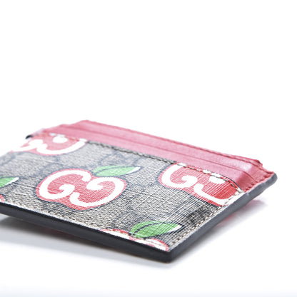 Gucci GG Supreme Monogram Apple Key Coin Case Card Holder Beige Multicolor Lobster Red 8 of 9