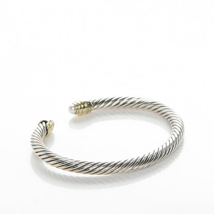 David Yurman Sterling Silver 14K Yellow Gold Pearl 5mm Cable Classics Petite Color Bracelet 3 of 4