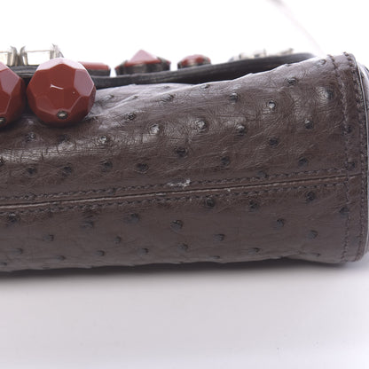 Prada Ostrich Beaded Bag Brown 9 of 10
