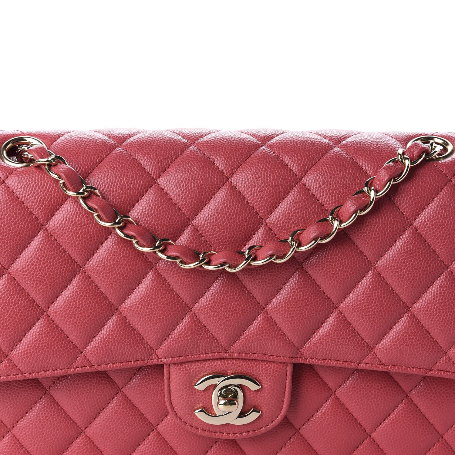 Chanel Caviar Quilted Medium Double Flap Dark Pink 10 of 10