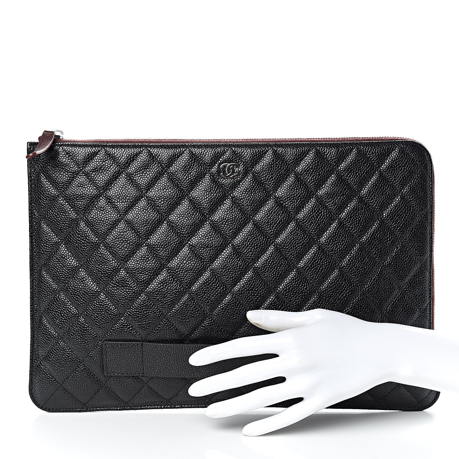 Chanel Caviar Quilted Large Slide Pouch Black 2 of 7
