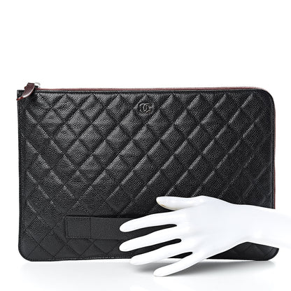 Chanel Caviar Quilted Large Slide Pouch Black 2 of 7