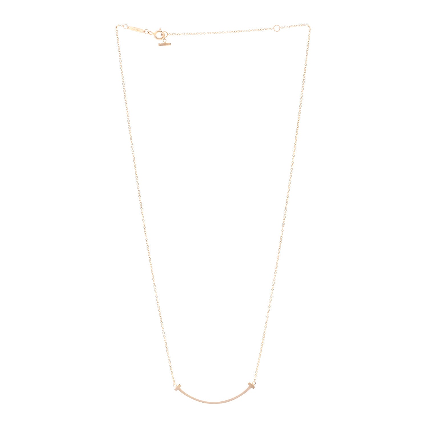 Tiffany 18K Rose Gold Small T Smile Pendant Necklace 3 of 4
