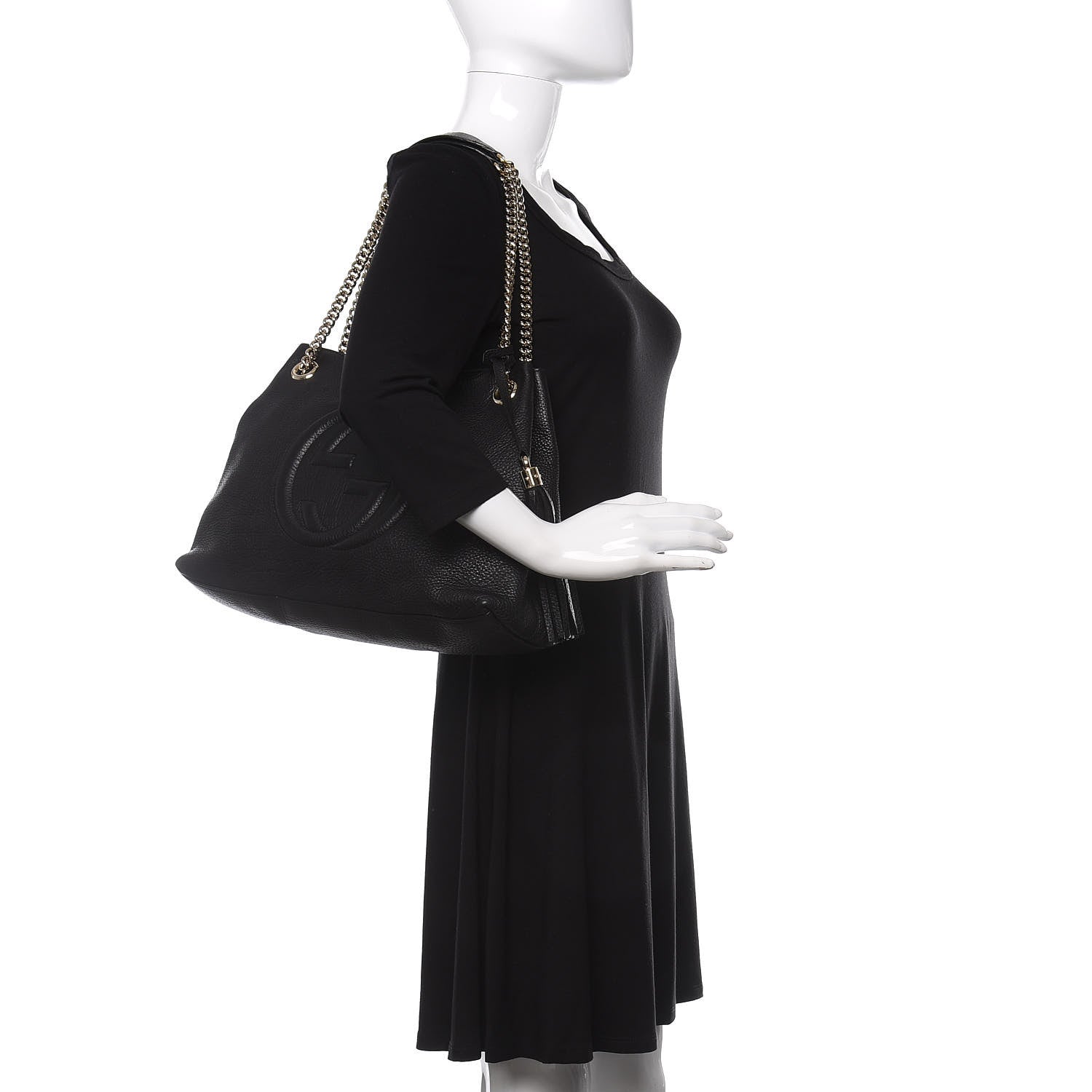 Gucci Pebbled Calfskin Medium Soho Chain Shoulder Bag Black 2 of 10