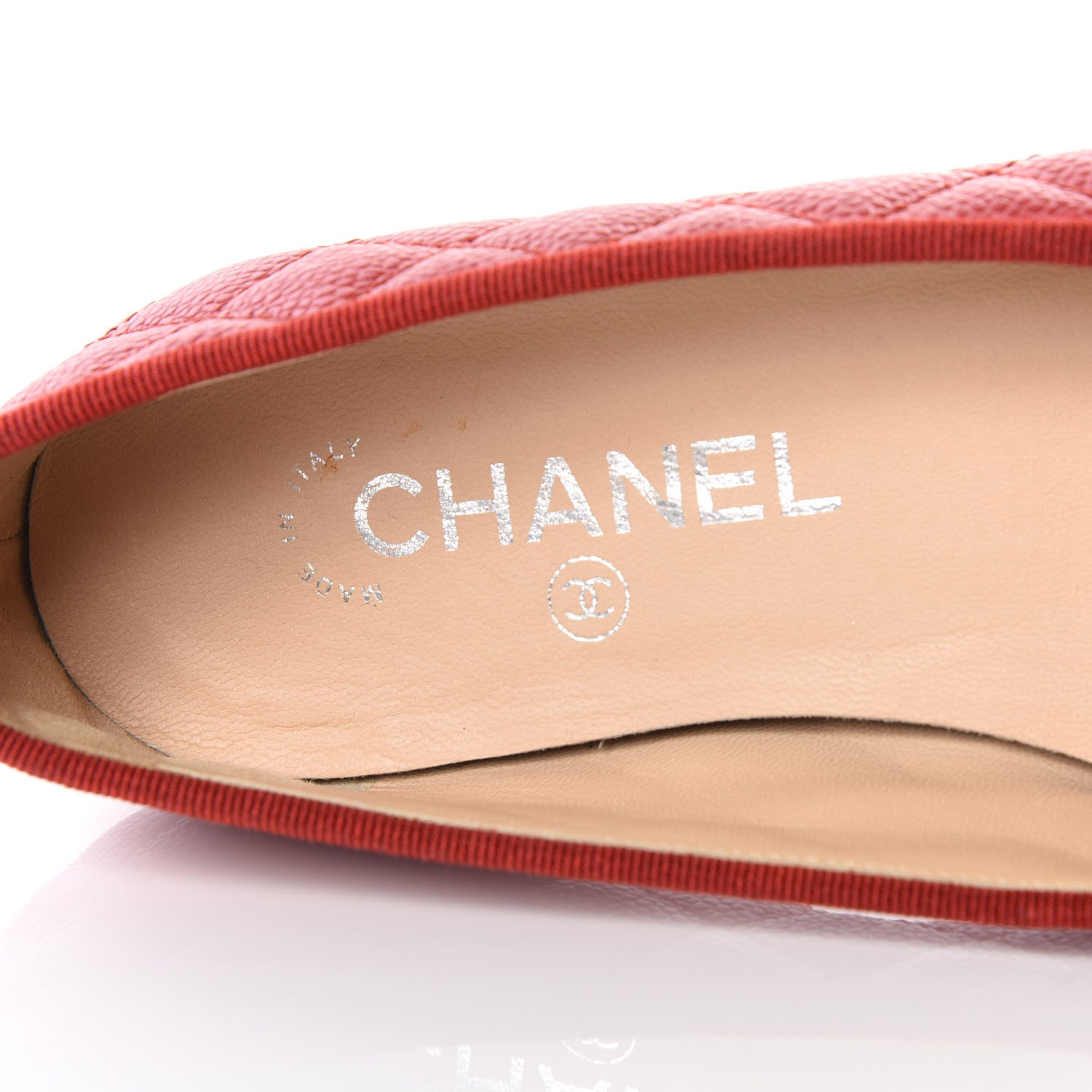 Chanel Caviar Quilted CC Cap Toe Ballerina Flats 36.5 Red 7 of 8