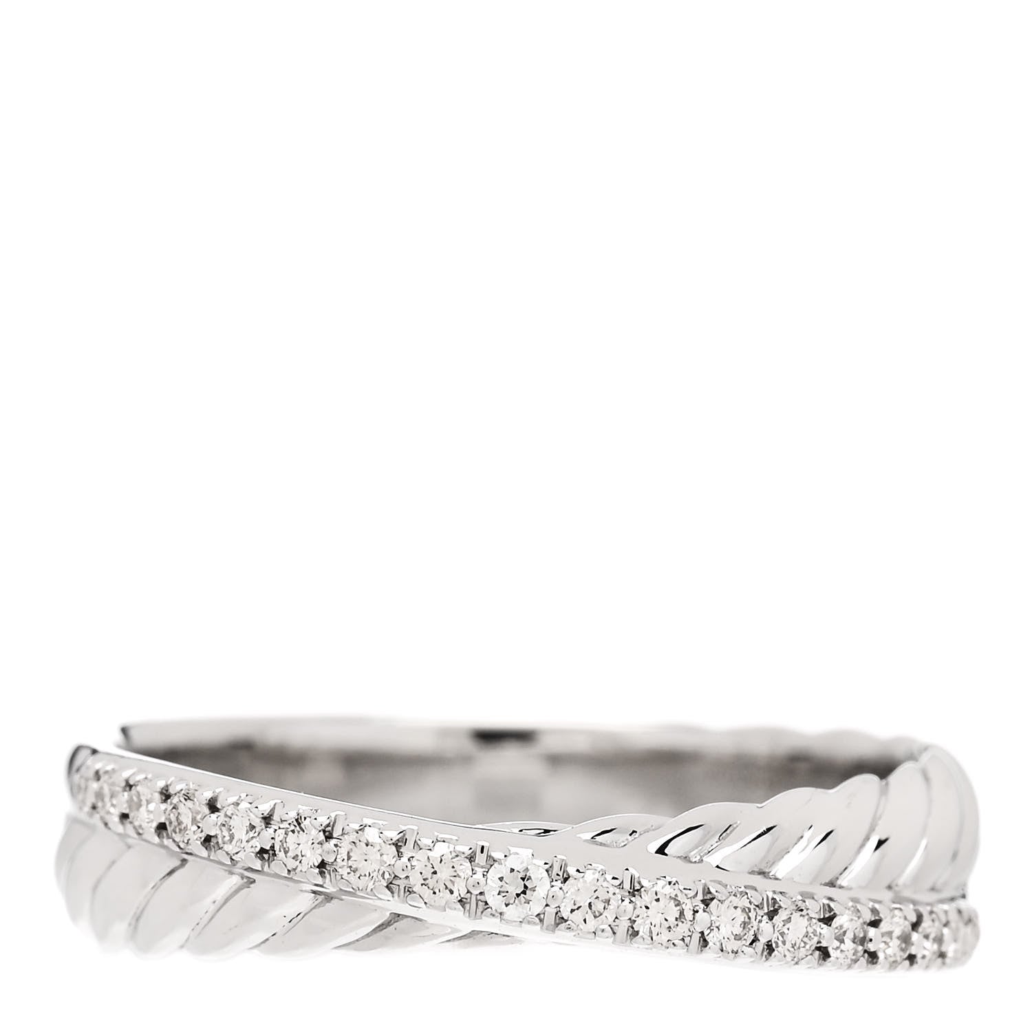 David Yurman Sterling Silver Diamond 5mm Crossover Ring 57 8 1 of 5