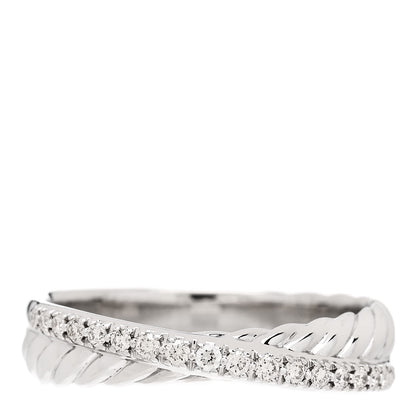 David Yurman Sterling Silver Diamond 5mm Crossover Ring 57 8 1 of 5