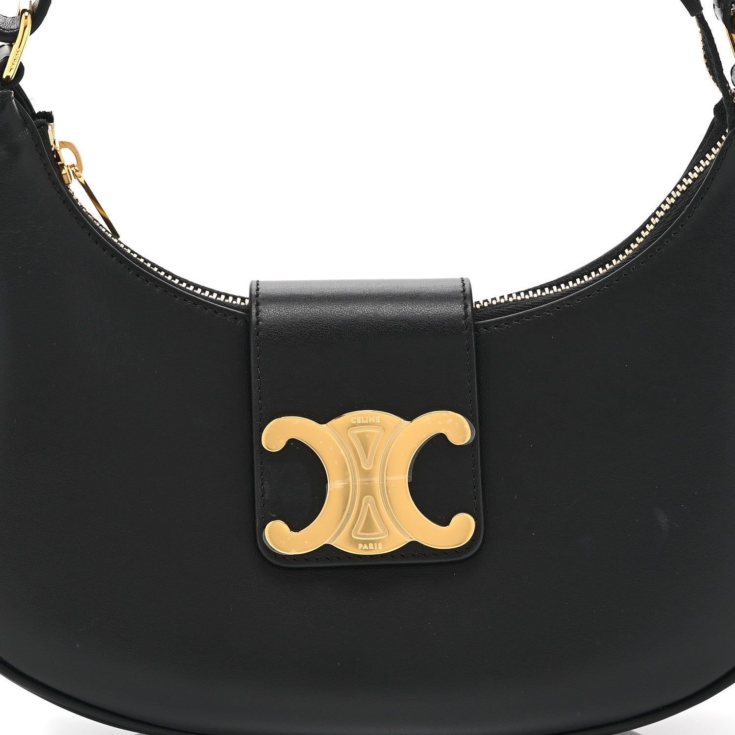 Celine Smooth Calfskin Medium Strap Ava Triomphe Shoulder Bag Black 7 of 10