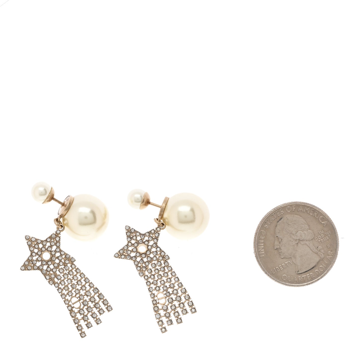 Pearl Crystal Shooting Star Tribales Earrings Gold