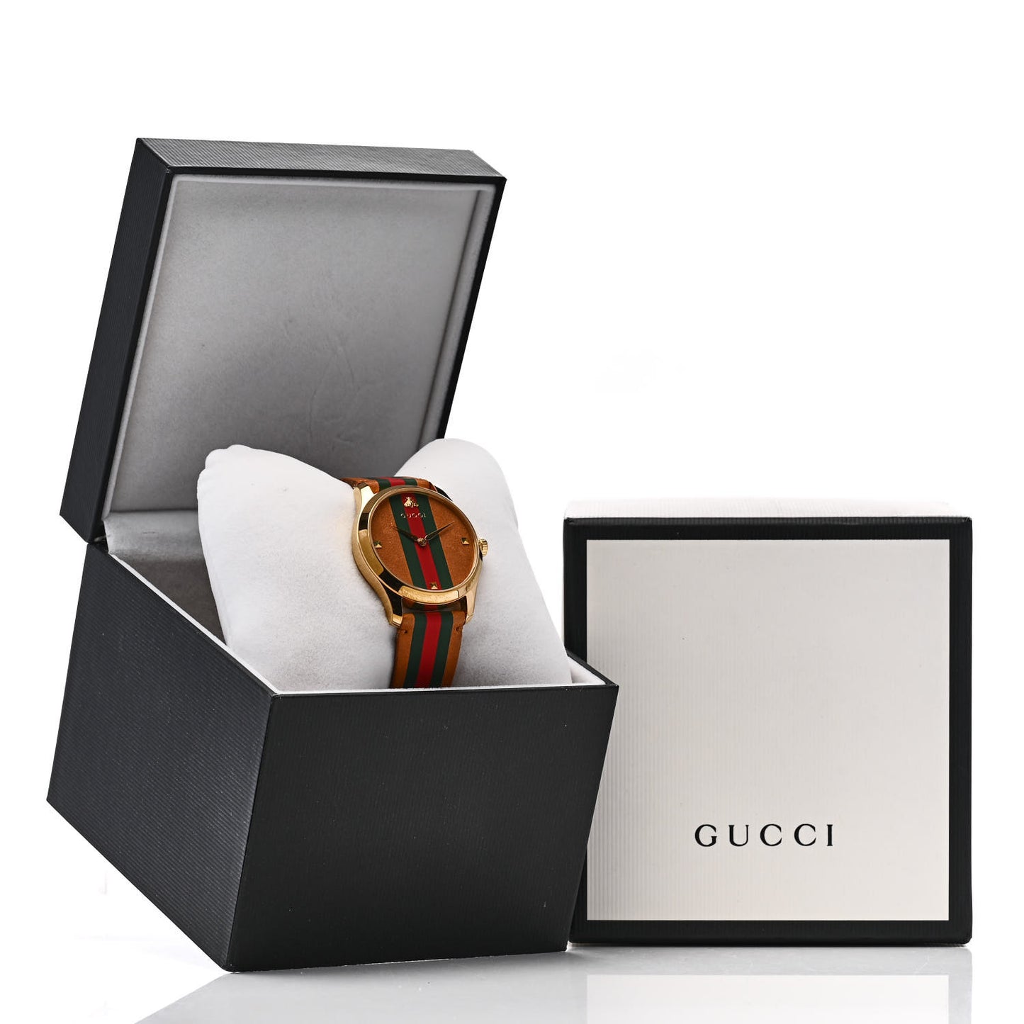 Stainless Steel Calfskin 38mm G-Timeless Stripe Web Quartz Watch Brown