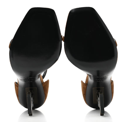 Saint Laurent Suede Calfskin Opyum 110 Sandals 36.5 Cachemere Gold 5 of 11