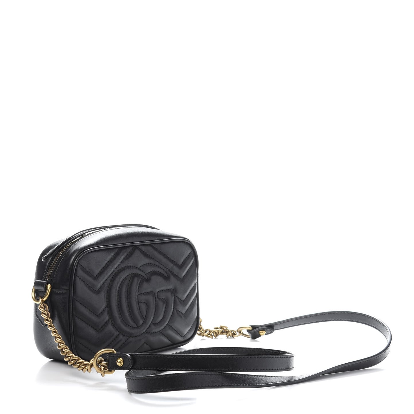 Calfskin Matelasse Mini GG Marmont Chain Shoulder Bag Black