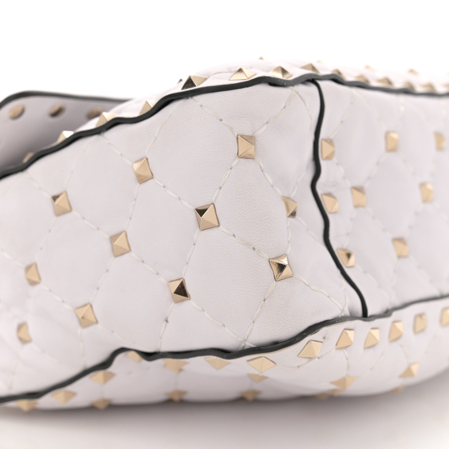 Valentino Garavani Lambskin VLTN Print Medium Rockstud Spike Shoulder Bag Optic White Black 8 of 10