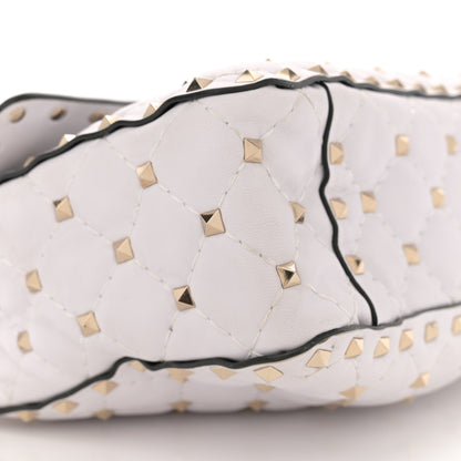 Valentino Garavani Lambskin VLTN Print Medium Rockstud Spike Shoulder Bag Optic White Black 8 of 10