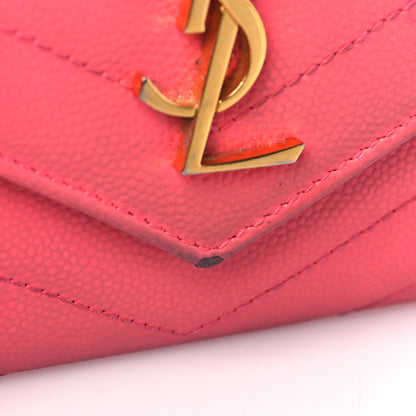 Saint Laurent Grain De Poudre Matelasse Chevron Small Monogram Envelope Wallet Rose Clair 13 of 16
