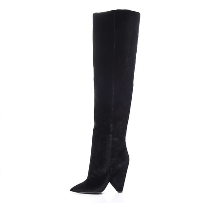 Saint Laurent Velvet Niki 105 Thigh High Boots 41 Black 1 of 6