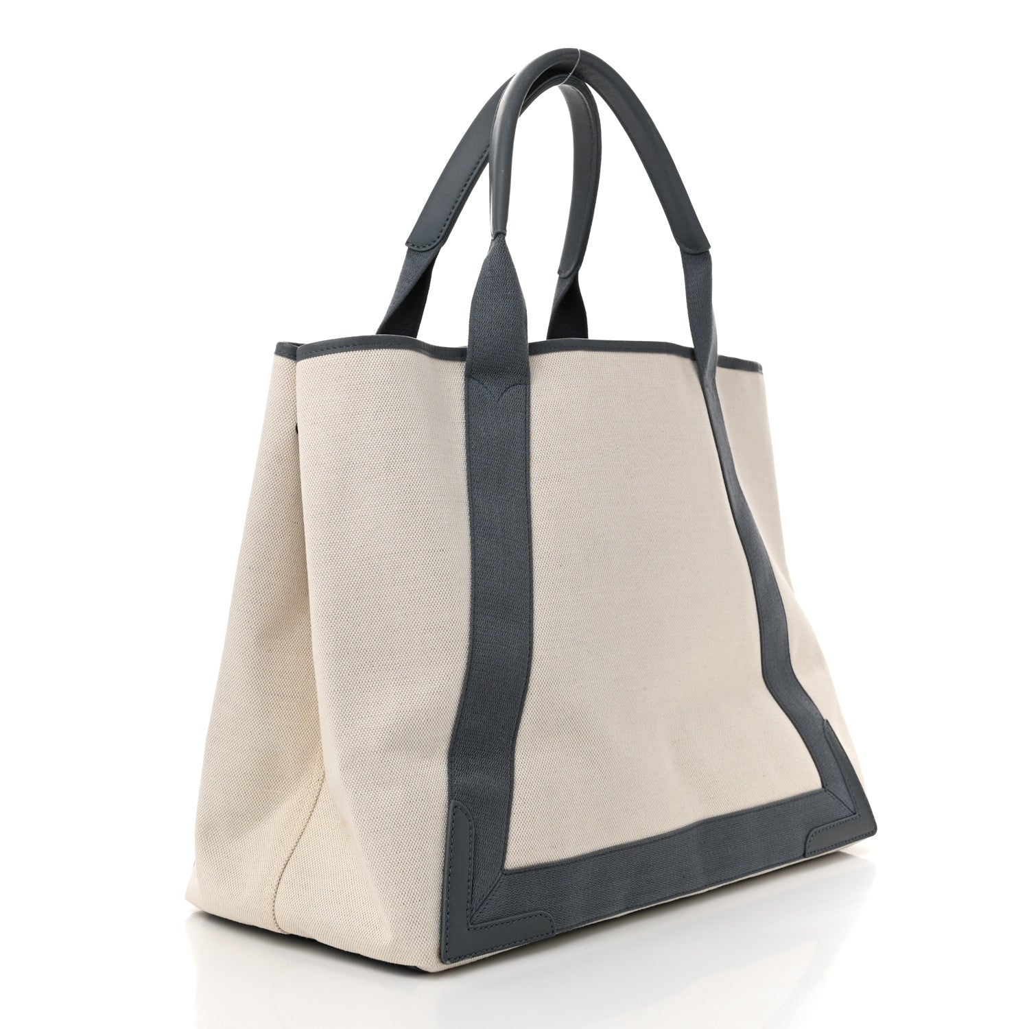 Balenciaga Cotton Canvas Calfskin M Navy Cabas Grey 4 of 11