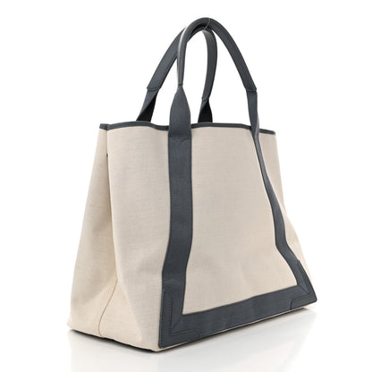 Balenciaga Cotton Canvas Calfskin M Navy Cabas Grey 4 of 11