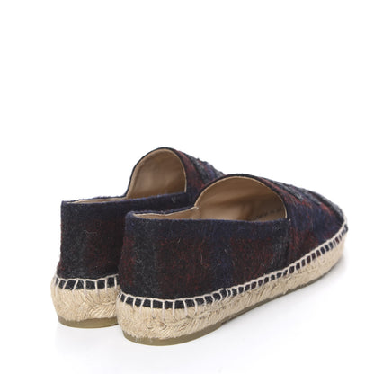 Chanel Plaid Wool CC Espadrilles 39 Navy Dark Red 4 of 13