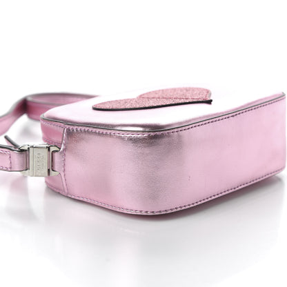 Gucci Metallic Calfskin Children's Glitter Heart Messenger Bag Pink 6 of 11