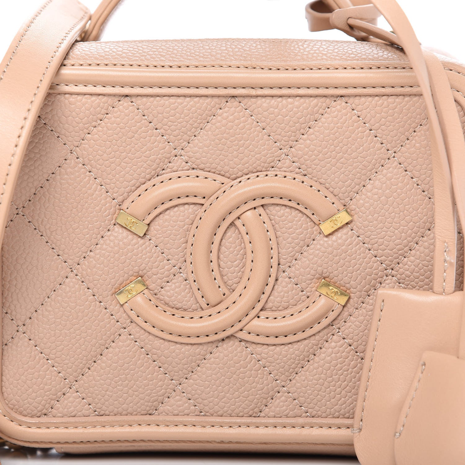Chanel Caviar Quilted Small CC Filigree Vanity Case Beige 10 of 10