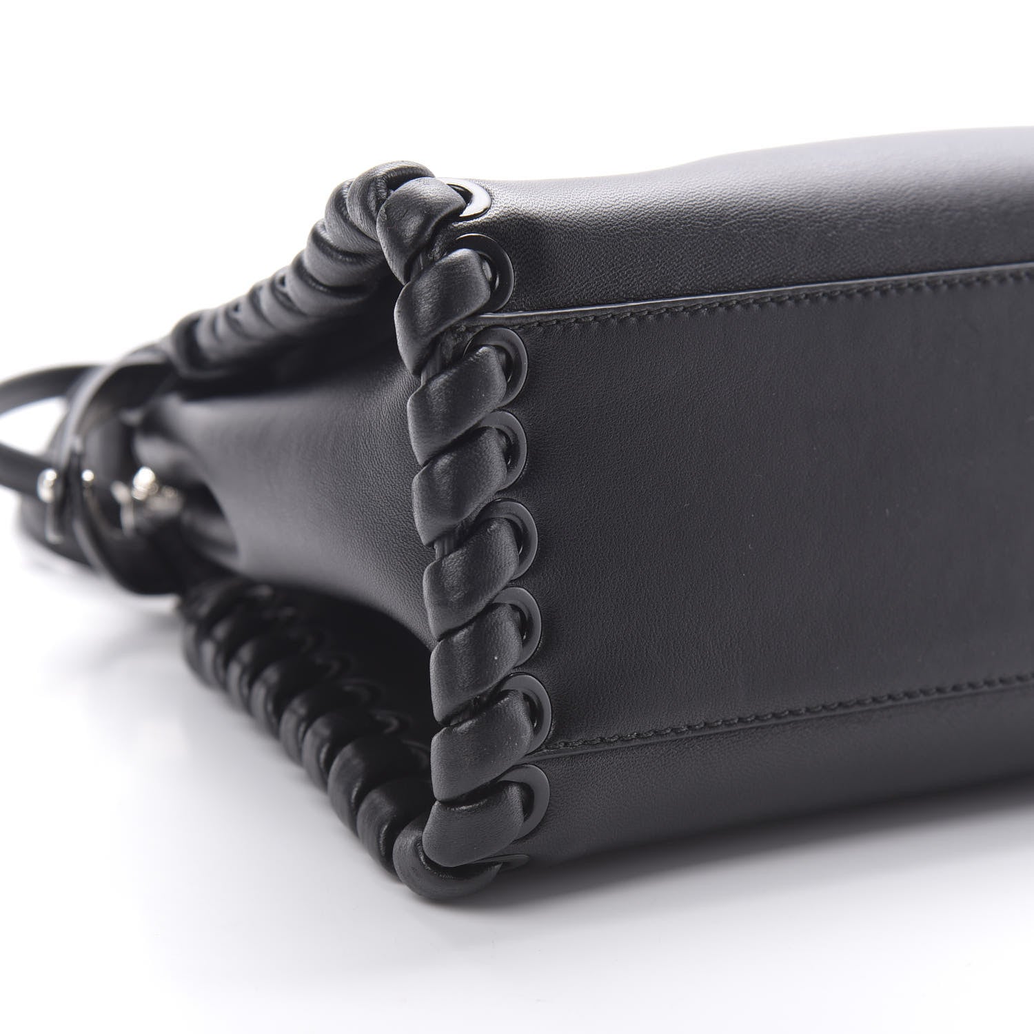 Fendi Nappa Lace Up Mini Peekaboo Iconic Satchel Black 10 of 11