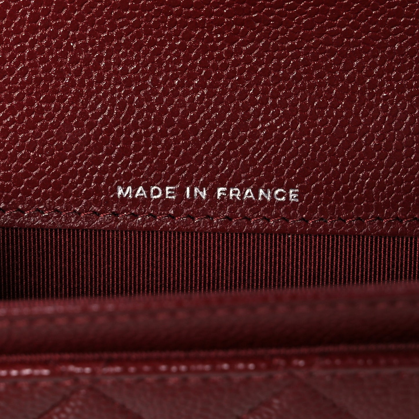 Caviar Quilted Flap Card Holder Wallet Burgundy