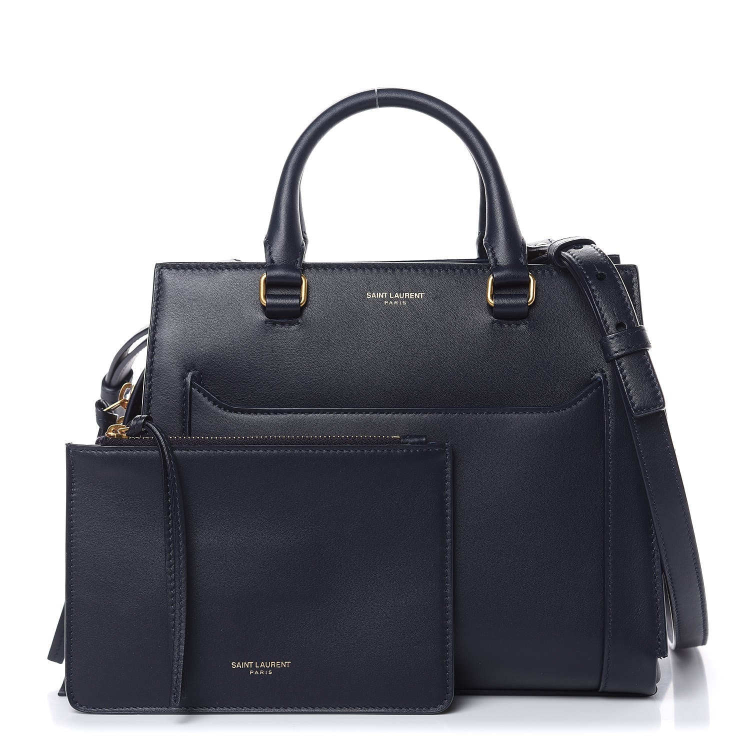 Saint Laurent Smooth Calfskin Small East Side Tote Midnight Blue 3 of 14
