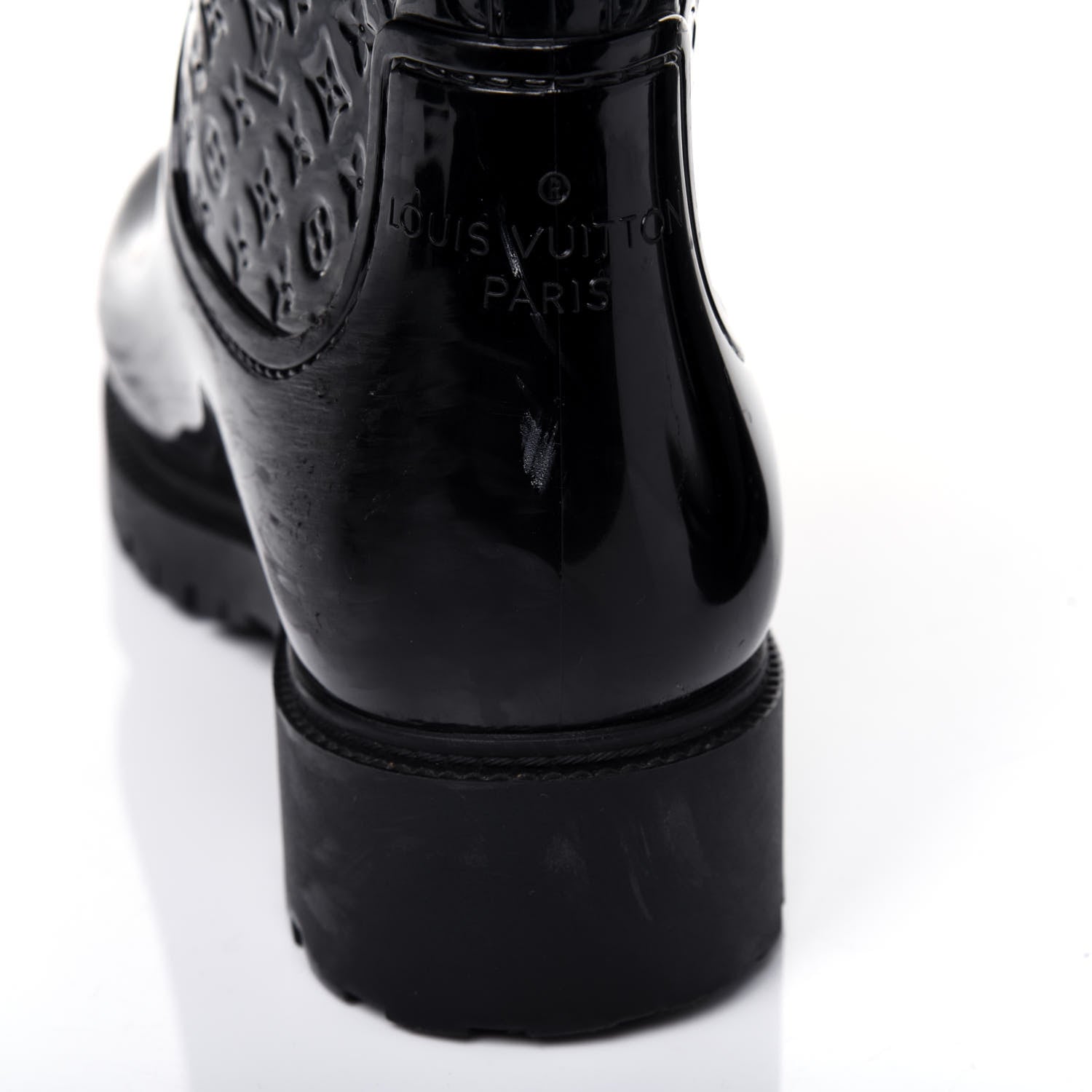 Louis Vuitton Rubber Embossed Monogram Splash Rain Boots 37 Black 9 of 12