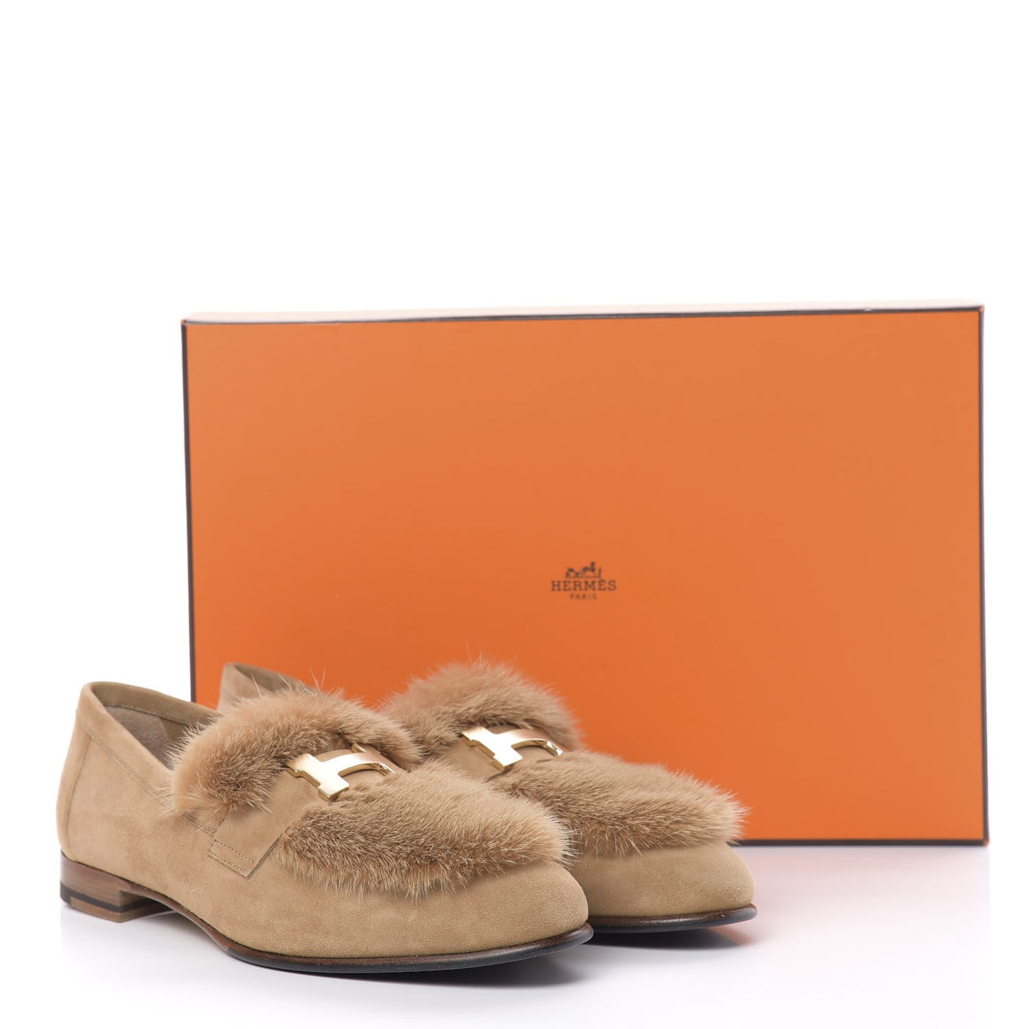 Mink Fur Suede Goatskin Paris Loafers 36 Marron Havane