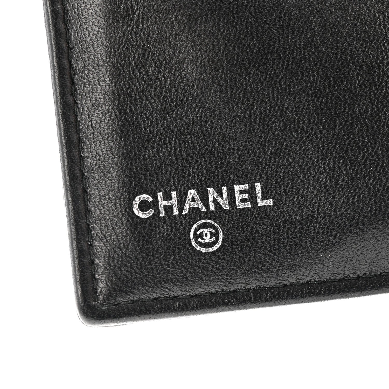 Chanel Lambskin Crystal Camellia Embossed Small Double Wallet Black 6 of 9