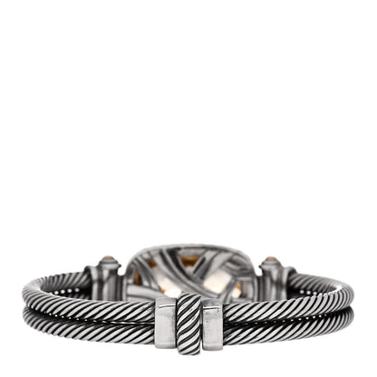 David Yurman Sterling Silver 18K Yellow Gold Diamond Citrine Elongated Albion Cable Bracelet 2 of 4