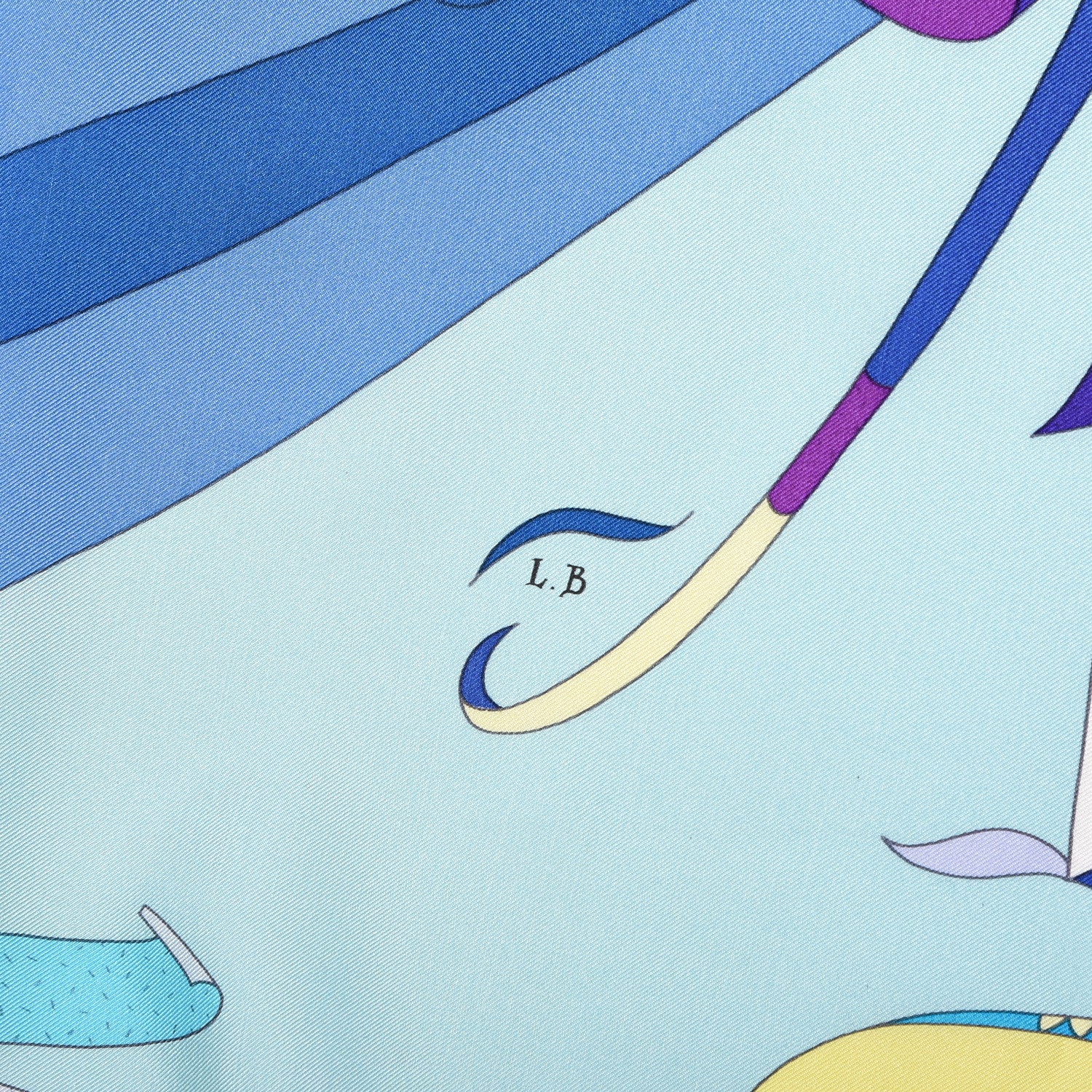 Hermes Silk Twill Paradis De Soie Giant Plume Scarf 140 Aqua Violet Jaune 4 of 6