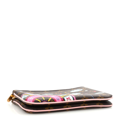 Louis Vuitton Monogram 2020 Christmas Animation Big Wheel Double Zip Pochette Rose Ballerine 3 of 9