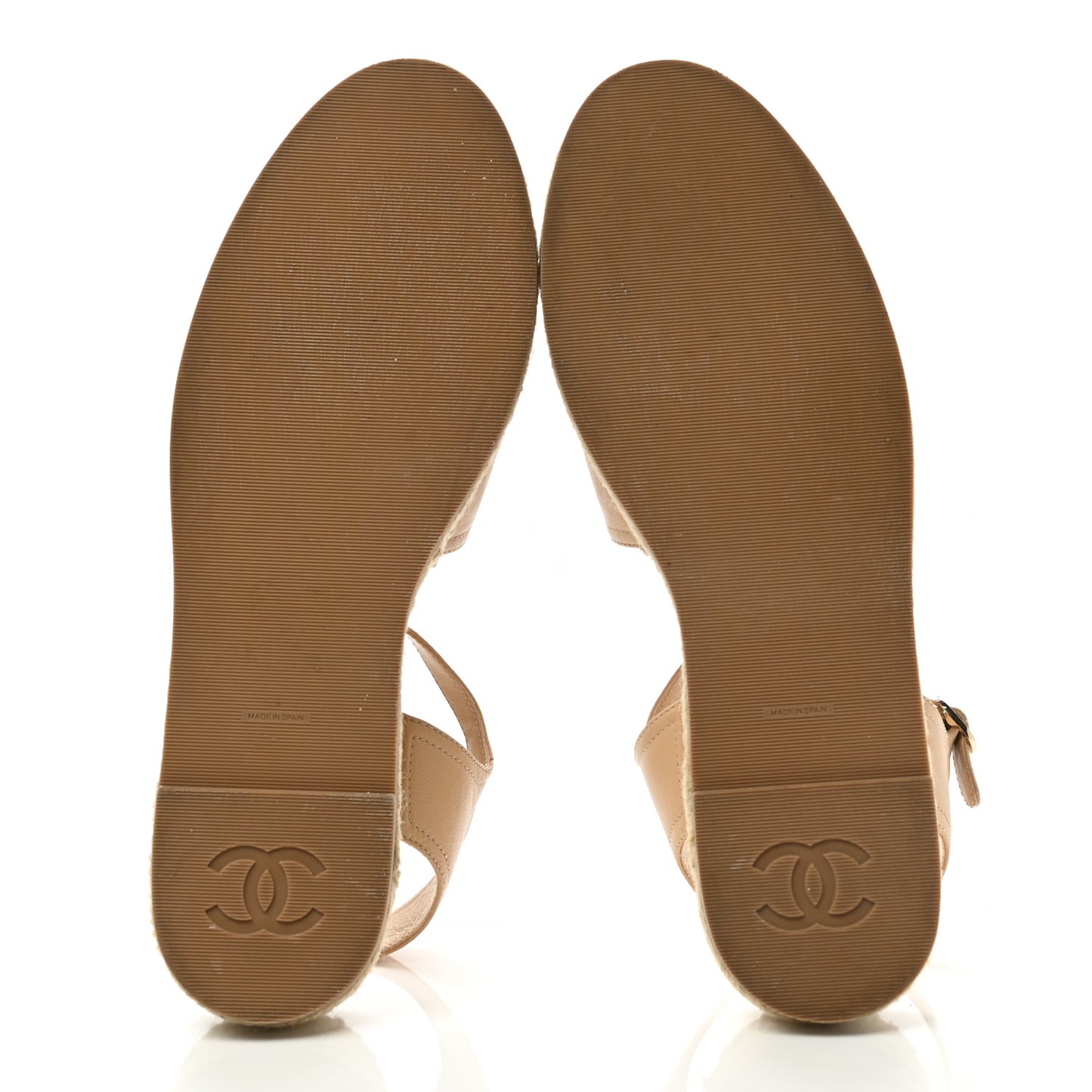 Lambskin Cap Toe CC Espadrille Sandals 40 Beige Black