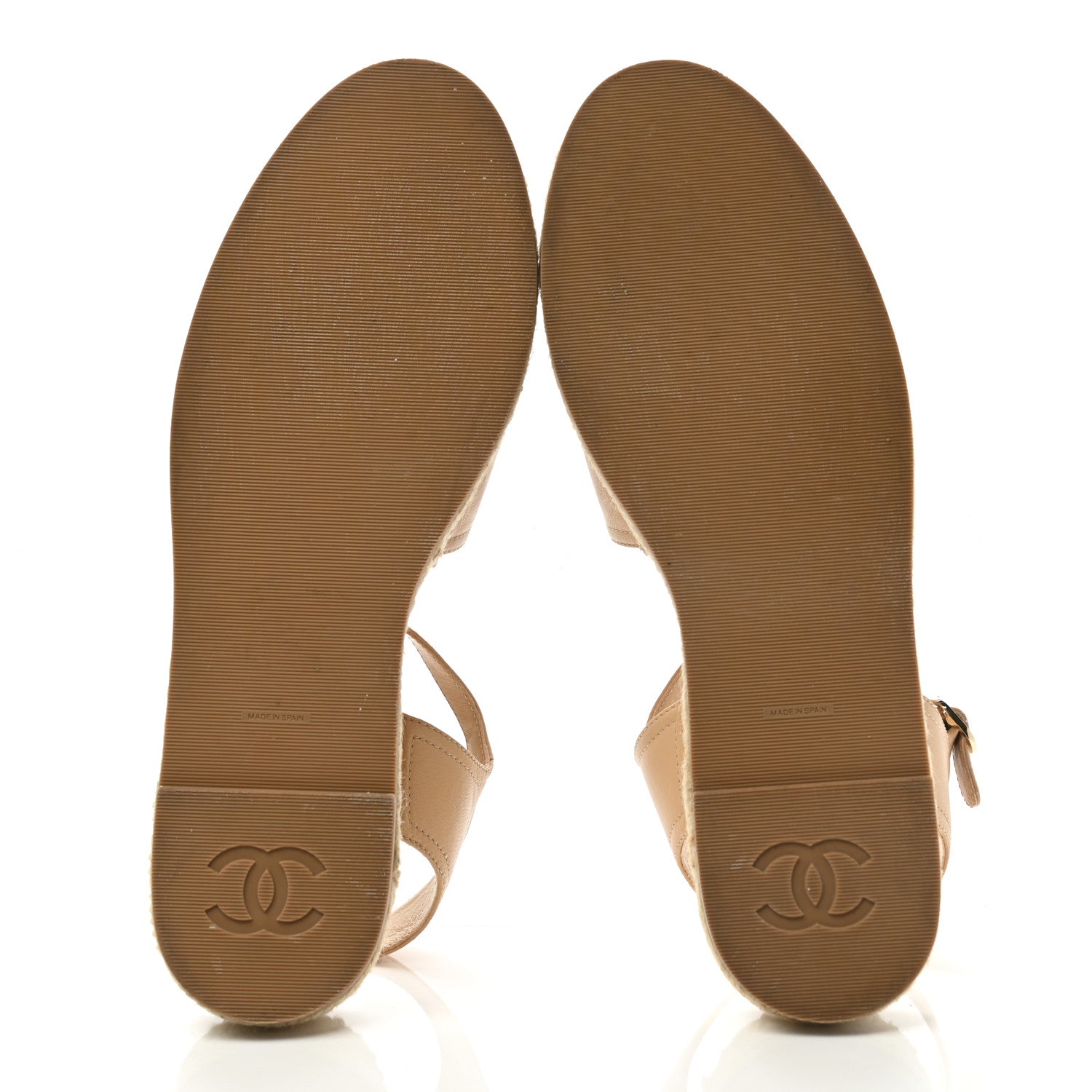 Chanel Lambskin Cap Toe CC Espadrille Sandals 40 Beige Black 5 of 9