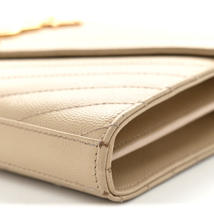 Saint Laurent Grain De Poudre Matelasse Chevron Monogram Chain Wallet Nude Powder 11 of 15