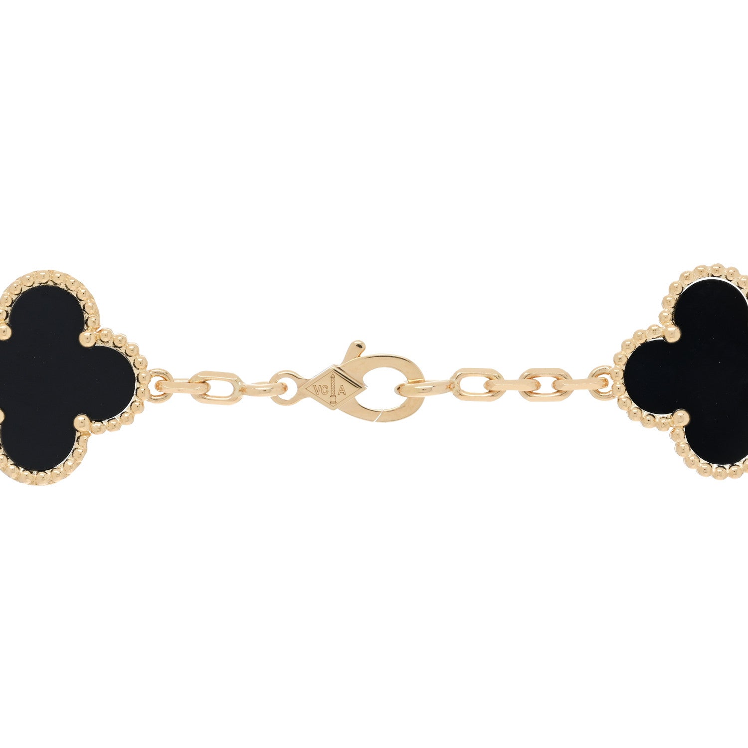 Van Cleef & Arpels 18K Yellow Gold Black Onyx 10 Motifs Vintage Alhambra Necklace 3 of 3