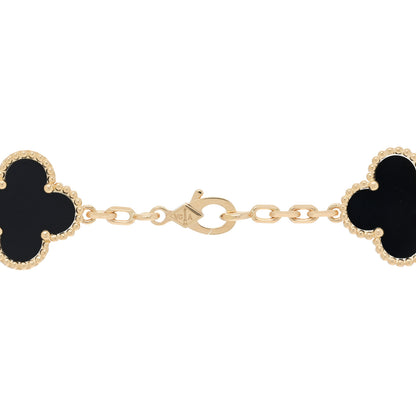 Van Cleef & Arpels 18K Yellow Gold Black Onyx 10 Motifs Vintage Alhambra Necklace 3 of 3