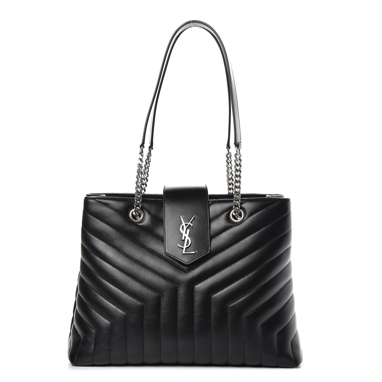 Saint Laurent Calfskin Y Quilted Monogram Large Loulou Shopper Black 1 of 10