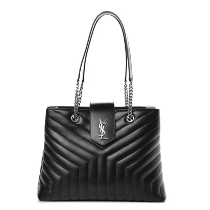Saint Laurent Calfskin Y Quilted Monogram Large Loulou Shopper Black 1 of 10